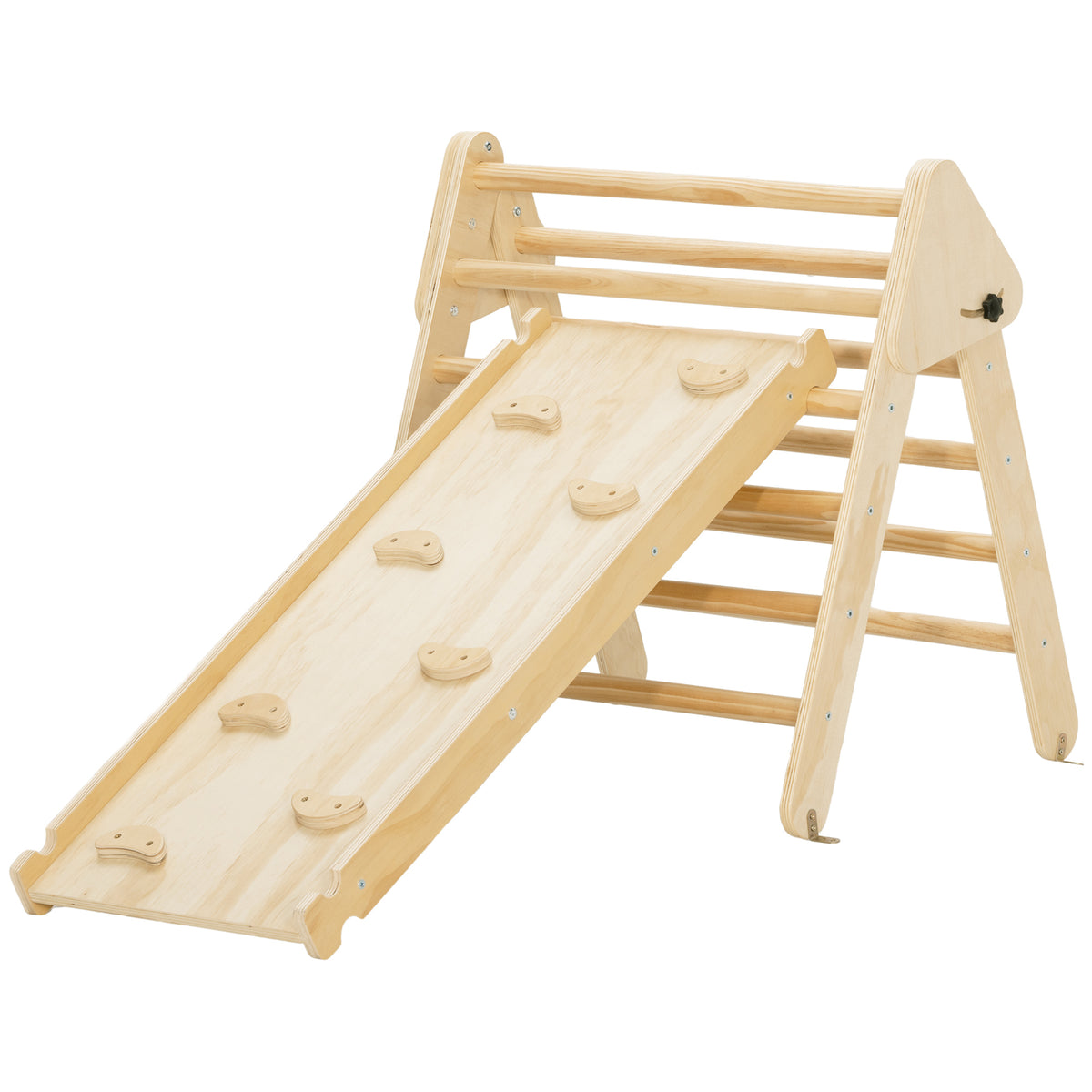 Pikler Triangle Set, 3 in 1 Climbing Toys with Ramp for Toddlers, Nature Wood