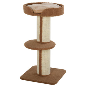 Cat Tree Kitty Tower with Sisal Mat Scratching Post, Cat Bed, Cushion, Perch, 18" x 18" x 36", Brown
