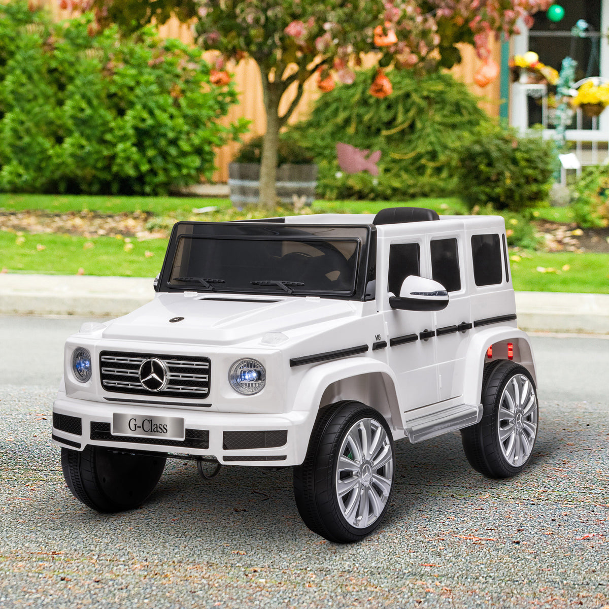Aosom Mercedes Benz G500 Licensed 12V Kids Ride on Car with Remote Control, Music, Lights, MP3 for 37-96 months, White