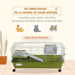Small Animal Cage, Rolling Bunny Cage, Guinea Pig Cage with Food Dish, Water Bottle, Hay Feeder, Platform – view 10