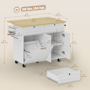 Kitchen Island Cart with Charging Station and Drop Leaf – view 9