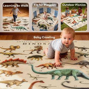 Qaba Large Play Mat 79" x 59", Crawling Mat for Toddlers, Living Room and Bedroom with Dinosaur Pattern