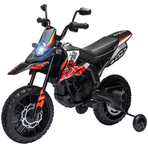Qaba 12V Aprilia Licenced Kids Electric Motorcycle, Battery-Powered Dirt Bike with Training Wheels for Aged 3-8