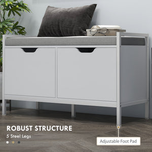 Shoe Storage Bench with Seat Cushion, Shoe Cabinet for Hallway, Entryway Bench, Supports 352lbs, White