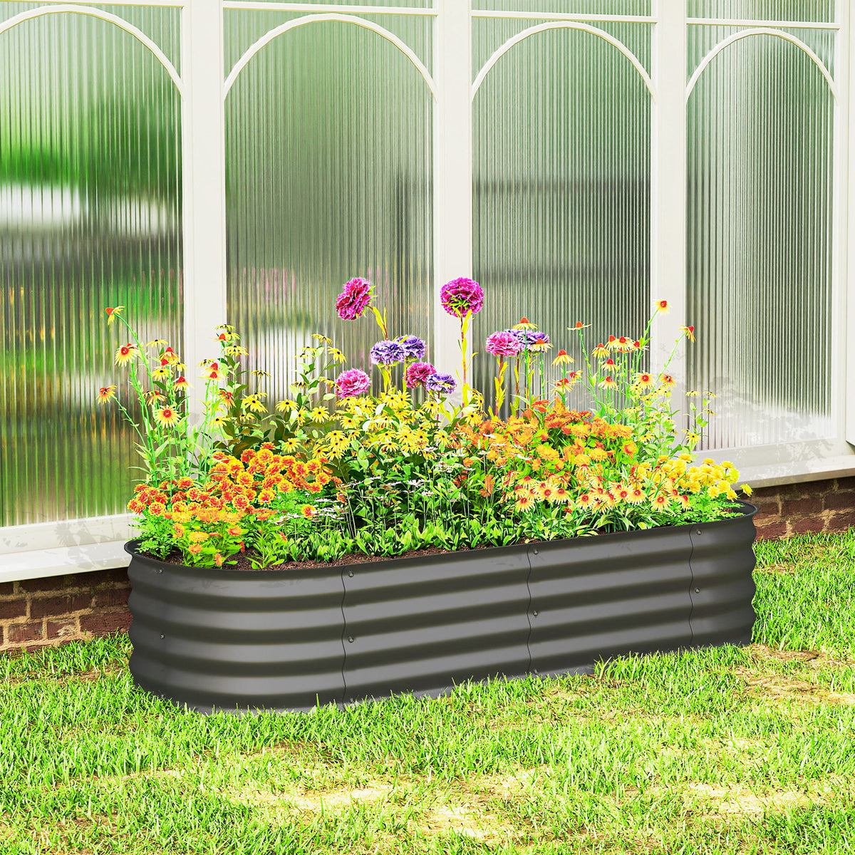 4.9 x 2 x 1ft Galvanized Raised Garden Bed Kit, Metal Planter Box with Safety Edging, Black – view 14