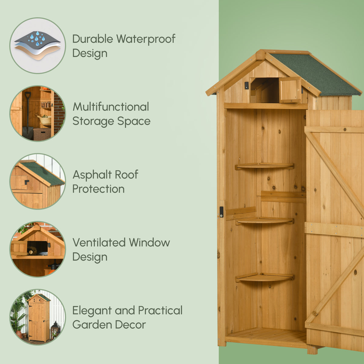 30" x 21" x 71" Garden Storage Shed, Sheds & Outdoor Storage Outdoor Workshop Yard Tool Utility Storage – view 14