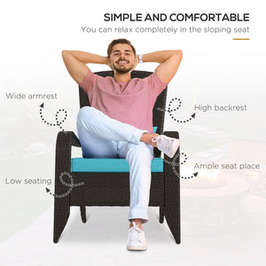 Patio Wicker Adirondack Chair, Outdoor Rattan Muskoka Chair with Cushions for Patio, Garden, Backyard, Cream