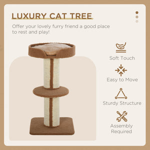 Cat Tree Kitty Tower with Sisal Mat Scratching Post, Cat Bed, Cushion, Perch, 18" x 18" x 36", Brown – view 3