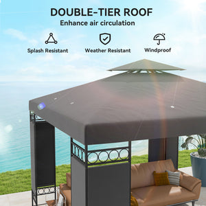 10 x 10 FT Canopy Gazebo, Double Roof Patio Gazebo with Screen Panels and Metal Frame for Deck, Backyard – view 17