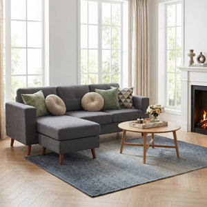 Sectional Sofa with Changeable Chaise Lounge, 3 Seat L-Shaped Small Space Sofa – view 7