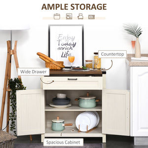 Farmhouse Kitchen Storage Cabinet, Sideboard Buffet Cabinet with 2 Rustic Barn Doors and Drawer, Oak