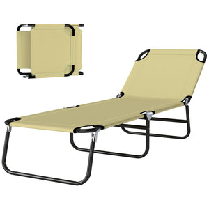 Outdoor Folding Lounge Chair, Steel Tanning Chair with Reclining Back, Breathable Mesh for Beach, Yard, Patio, Green