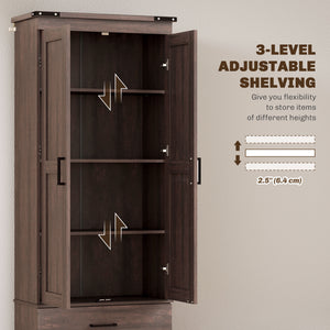 67" Tall Kitchen Pantry Storage Cabinet, Kitchen Pantry Cabinet with Doors, Drawers and Adjustable Shelves – view 11
