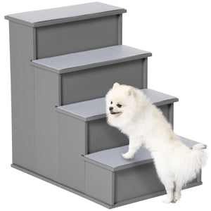 4 Levels Wooden Dog Steps Pet Stairs for High Bed, Cat Ladder for Bed Couch with Non-Slip Carpet – view 3