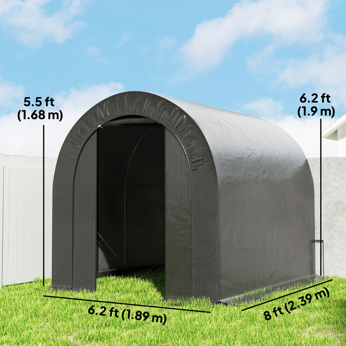 5' x 8' Outdoor Storage Shed, Heavy Duty Galvanized Steel Portable Shed for Bike, Motorcycle, Garden Tools – view 16