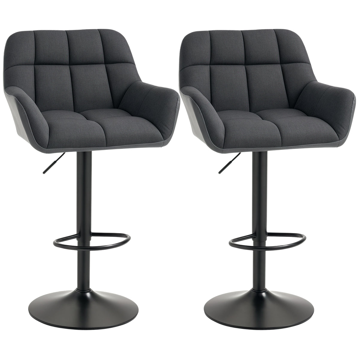 Swivel Barstools Set of 2 Adjustable Bar Stools with Footrest Armrests and PU Leather Back for Dining Room