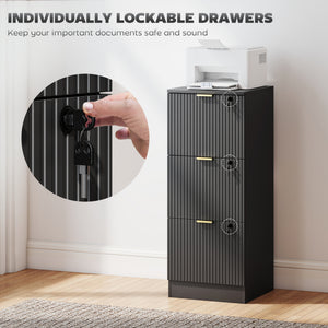 Lockable Filing Cabinet with 2 Fluted Drawers, File Cabinet with Adjustable Hanging Rails for A4 Letter – view 19