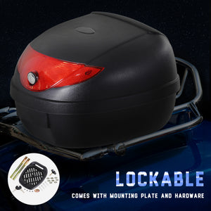 Detachable Scooter Motorcycle Trunk Top Case 24L Tour Luggage Box Tail Carrier Lockable Black