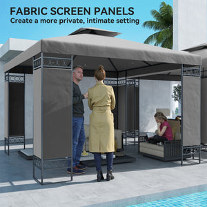 10 x 10 FT Canopy Gazebo, Double Roof Patio Gazebo with Screen Panels and Metal Frame for Deck, Backyard – view 20