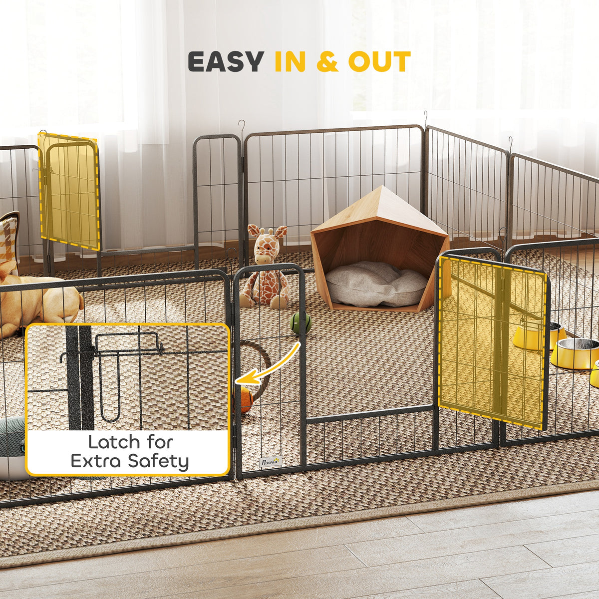 Dog Playpen, 31.5"W Heavy-Duty Metal Puppy Play Pen, Pet Exercise Fences for Outside and Indoor – view 6