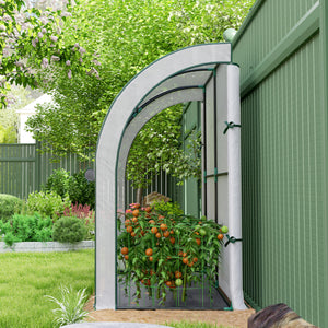 Walk-in Lean-to Greenhouse, Outdoor Gardening Green House with Zipper Roll-up Doors and Window – view 7