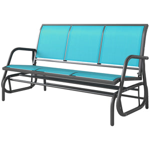 3-Seat Outdoor Glider Chair, Patio Rocking Chair, Steel Frame, Sling Fabric Seat for Garden, Backyard – view 8