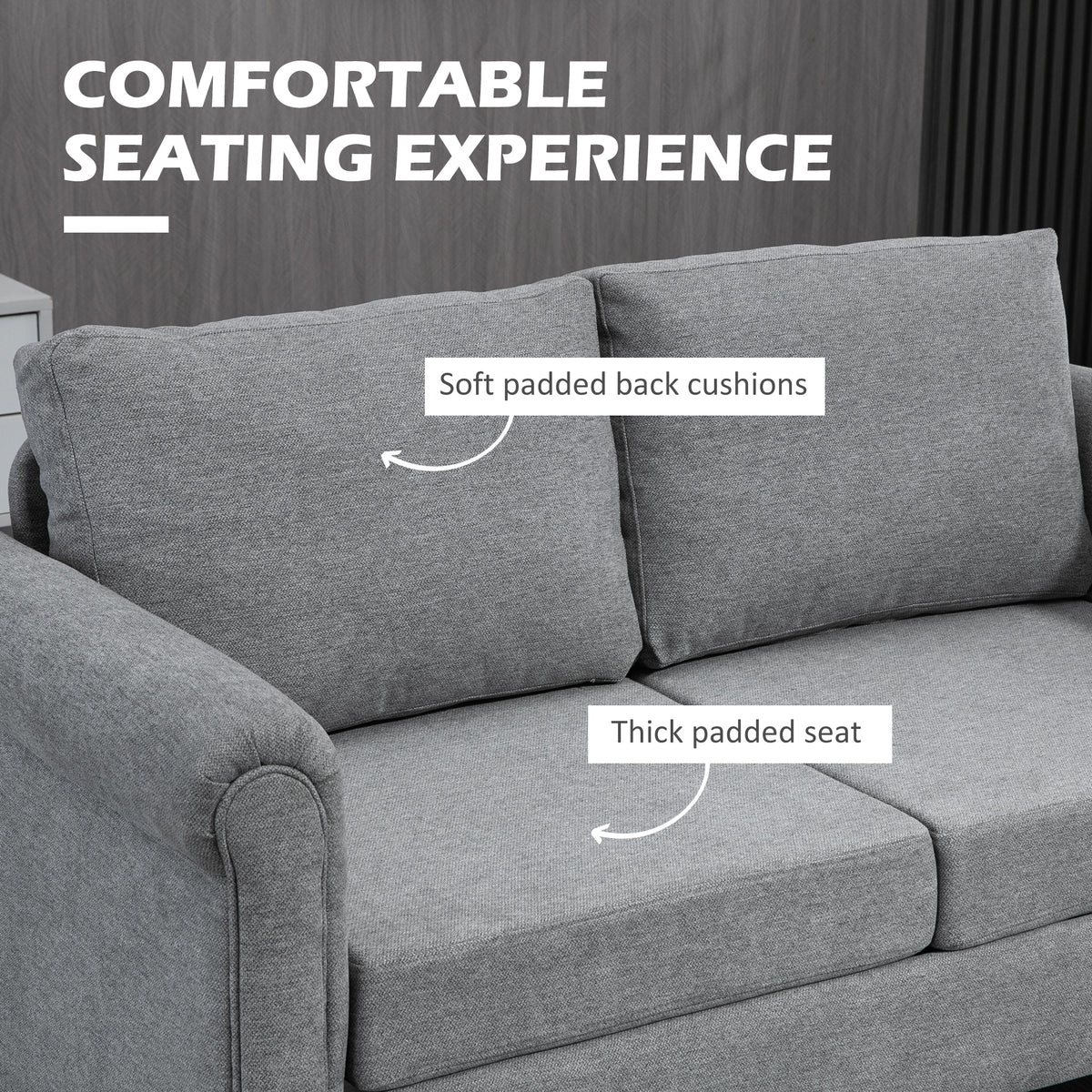 Vintage Loveseat, Upholstered Love Seat Furniture, Chenille-feel Fabric 2 Seater Sofa Couch with Rolled – view 17