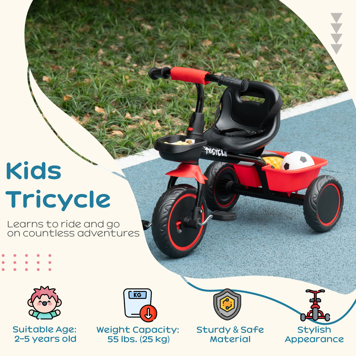 Large Kids Tricycle for Toddler 2-5 Year Old Girls and Boys, Toddler Trike Bike with Adjustable Seat – view 4