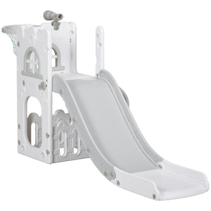 Qaba 5 in 1 Toddler Slide with Basketball Hoop, Climber, Telescope, Storage Basket, for 1-3 Years Kids Indoor Use