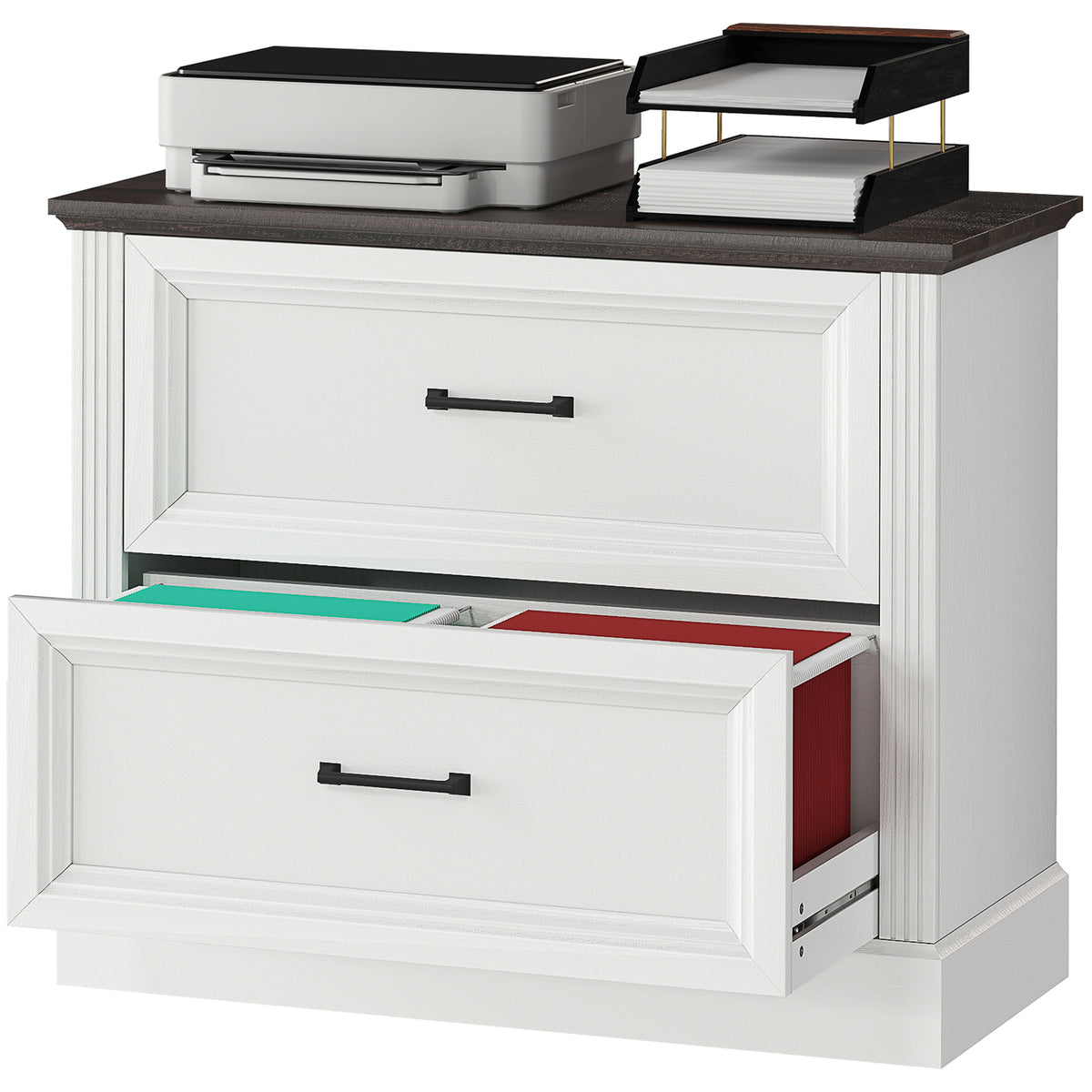 Lateral Filing Cabinet, Farmhouse File Cabinet with 2 Silent Drawers for Letter/A4/Legal Size Files, Black – view 8