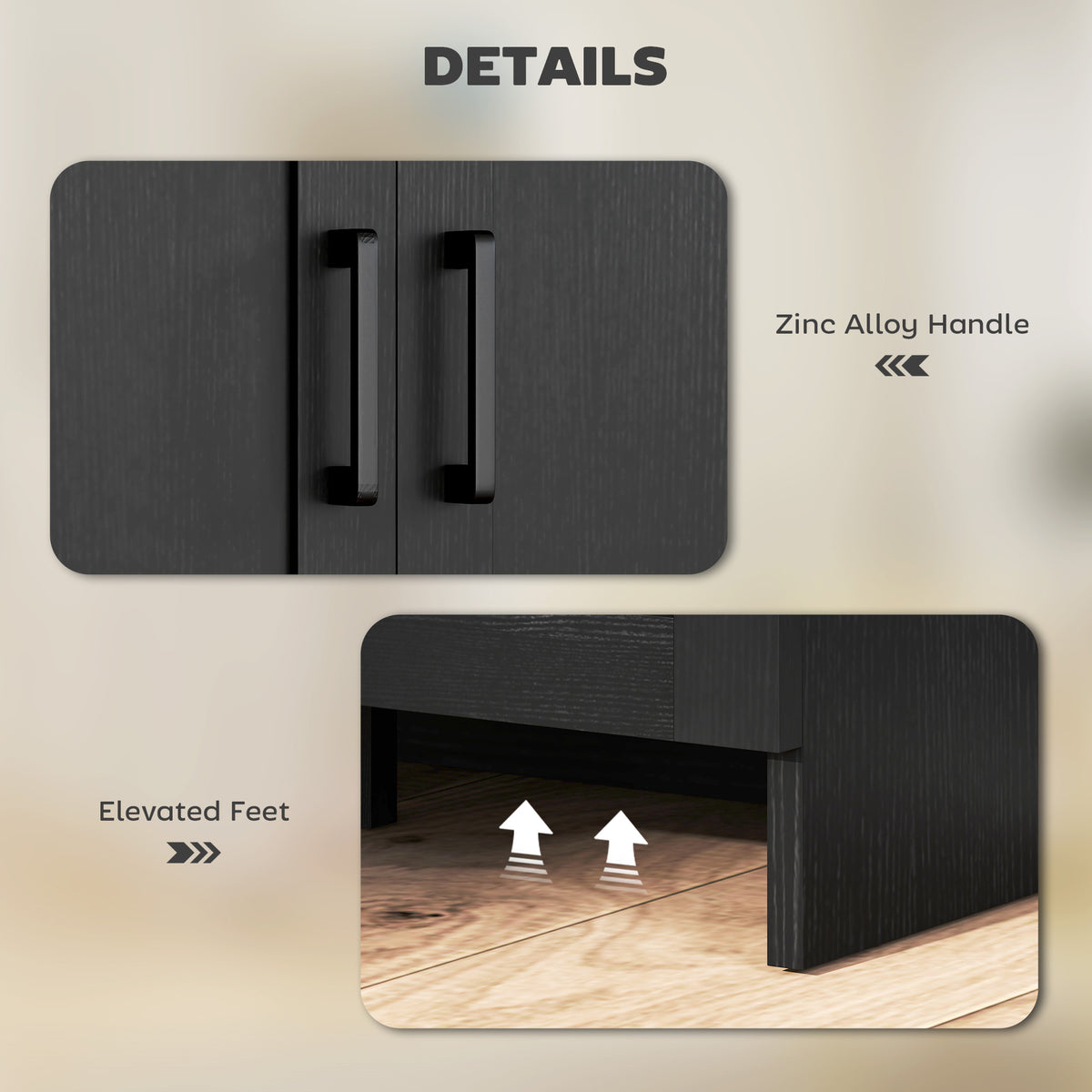 Modern Sideboard Buffet Cabinet, Modern Kitchen Storage Cabinet with 3 Doors Adjustable Shelves – view 5