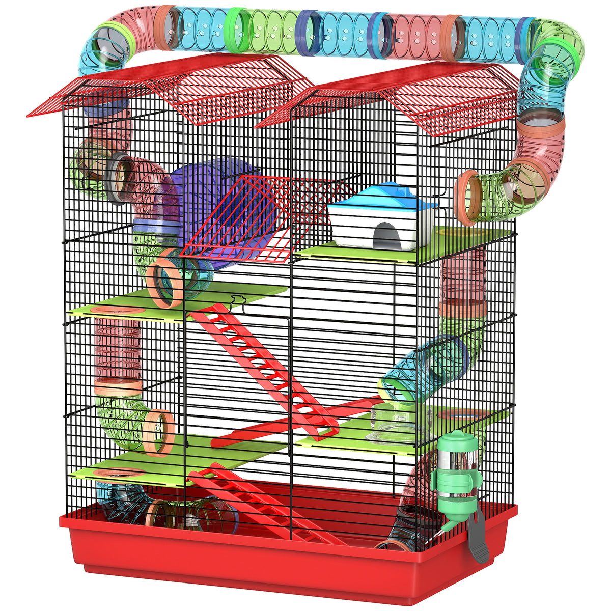 18.5" Hamster Cage, 5 Tiers Small Animal House with Tunnel Tube System, Exercise Wheel, Water Bottle, Blue – view 22