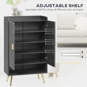 Entryway Shoe Storage Cabinet, Narrow Shoe Cabinet with Adjustable Shelves and Open Shelf for 15 Pairs of – view 4