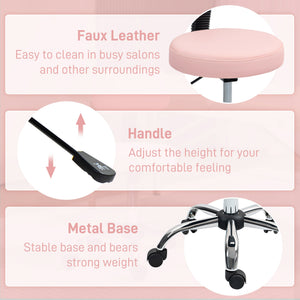 Adjustable Rolling Stool with Removable Backrest, Faux Leather Swivel Stool Chair for Salon Spa, Bar – view 12