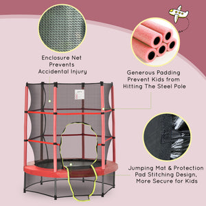55" Kids Trampoline with Enclosure Net for Indoor/Outdoor, Trampoline for Boys and Girls Age 3-6 Years, Red – view 9