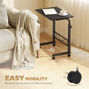 Mobile Standing Desk with Adjustable Height, 23.5 inch Stand Up Desk with Wheels, Natural Wood
