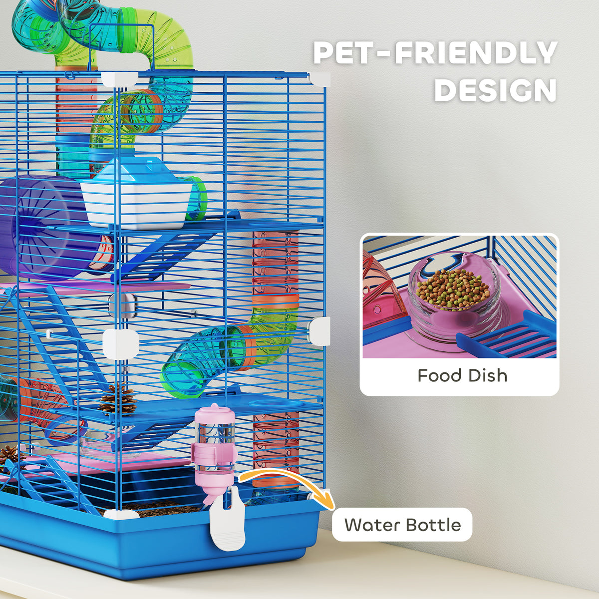 5 Tiers Hamster Cage Portable with Exercise Wheels Play Tube Water Bottle Dishes House Ladder for Gerbils – view 11