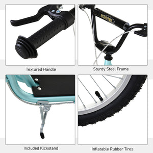 Aosom Kids Kick Scooter for 5+ Year Old, Kids Ride on Toy w/ 16'' Inflatable Wheel Dual Brakes