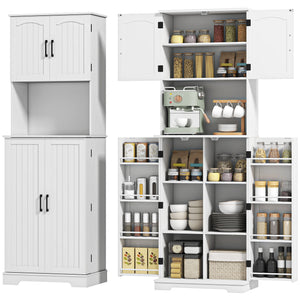71.5" Tall Pantry Cabinet, Farmhouse Kitchen Storage Cabinet with Adjustable Shelves, 8 Door Spice Racks – view 8