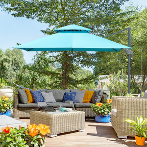 10' x 10' Cantilever Patio Umbrella, Double Top Square Offset Umbrella with 360° Rotation – view 7