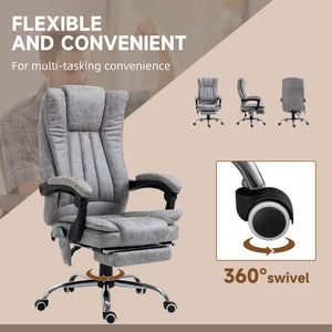Office Chair 6-point Vibration Massage Chair Micro Fiber Recliner with Retractable Footrest Black – view 21