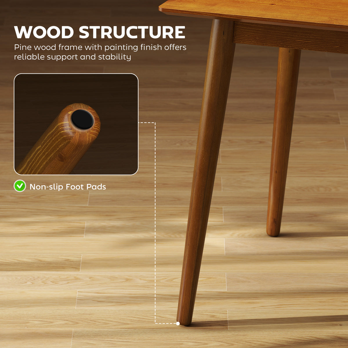 47" x 30" Dining Table, Farmhouse Dining Room Table with Pine Wood Frame, Space Saving Kitchen Table, Brown
