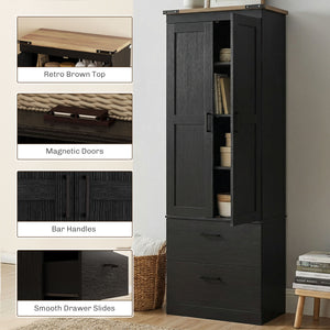 67" Tall Kitchen Pantry Storage Cabinet, Kitchen Pantry Cabinet with Doors, Drawers and Adjustable Shelves – view 6