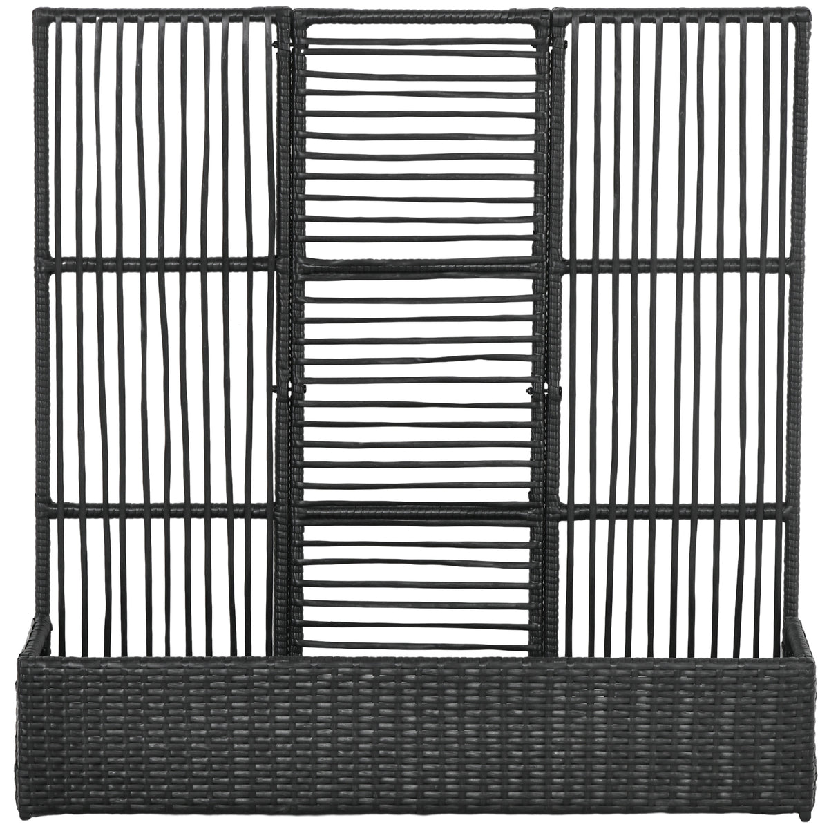 Raised Garden Bed with Lattice Trellis, Rattan Outdoor Planter with Storage for Garden, Patio, Balcony