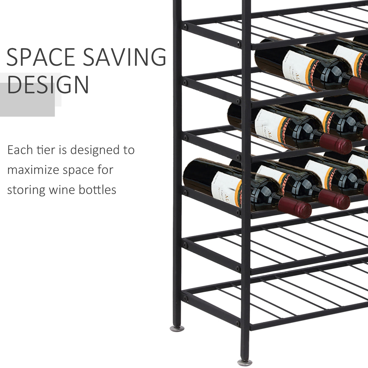 9-Tier Metal Wine Bottle Rack 54 Bottles Freestanding Wine Storage Holder Home Bar Wine Display Stand Cellar Bottle Organizer Black