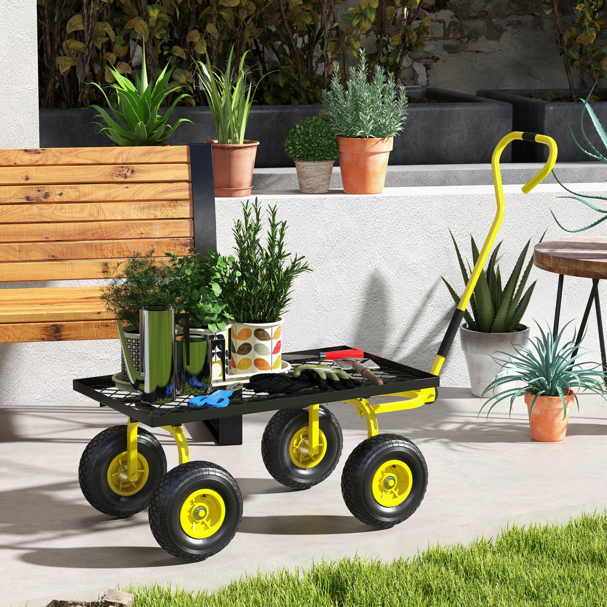 Heavy Duty Garden Wagon Cart with 10" Wheels, 330 lbs Capacity, for Garden, Beach, Lawn, Black – view 13