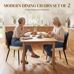Dining Chairs Upholstered Kitchen Chairs Set of 2 with Steel Legs and Padded Seat for Dining Room, Kitchen, Black