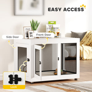 Pet Crate End Table with Water-resistant Cushion or Large Medium Dogs, Black – view 12
