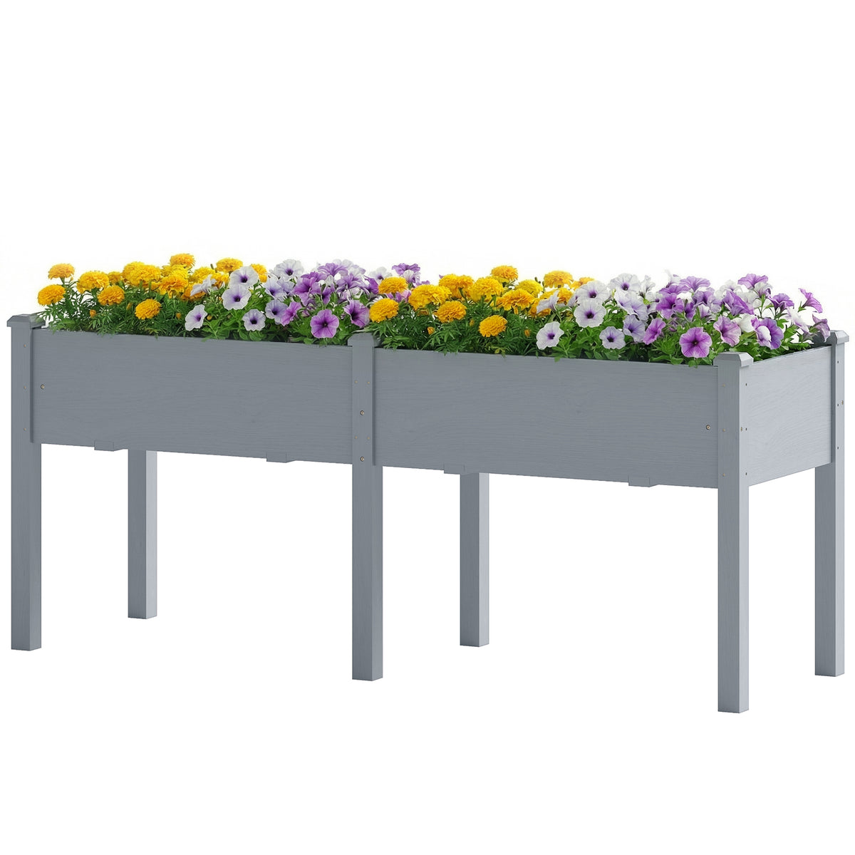 Wooden Raised Garden Bed with Legs, 72" x 23" x 30" Elevated Outdoor Planter Box with 6 Drainage Holes