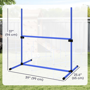 Set of 6 Dog Agility Training Equipment Adjustable Jump Bar Pet Exercise Kit with Carrying Bag (Blue)